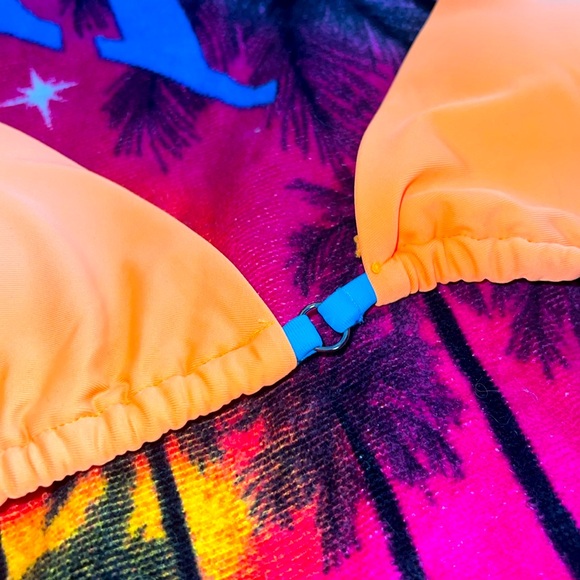 ZAFUL Electric Orange & Neon Blue String BIKINI Women’s Size 6 TOP & BOTTOM SWIM - Picture 6 of 9